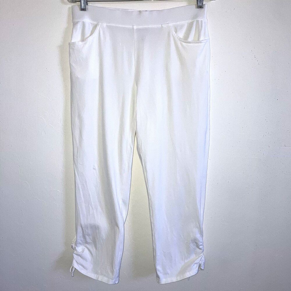 WEEKENDS BY CHICO’S sz S / sz 0  Solid White Cotton Stretch Pants Capri Pockets